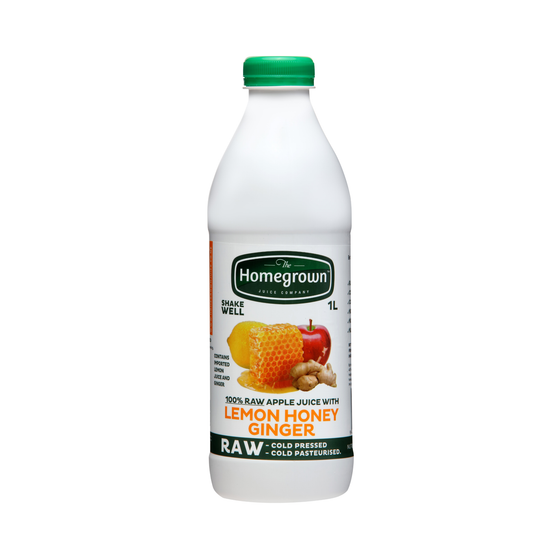 1L Homegrown NZ LEMON - HONEY & GINGER, raw,  cold pressed juice