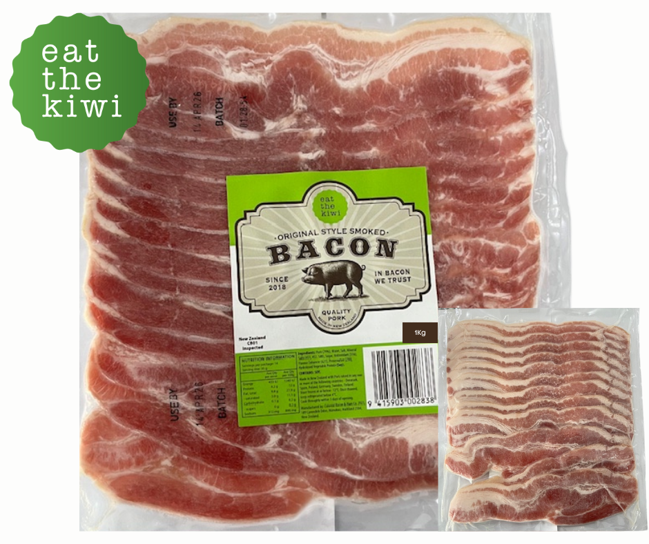 ETK Kiwi Streaky Bacon, middle rasher sliced 1kg (22 per carton)