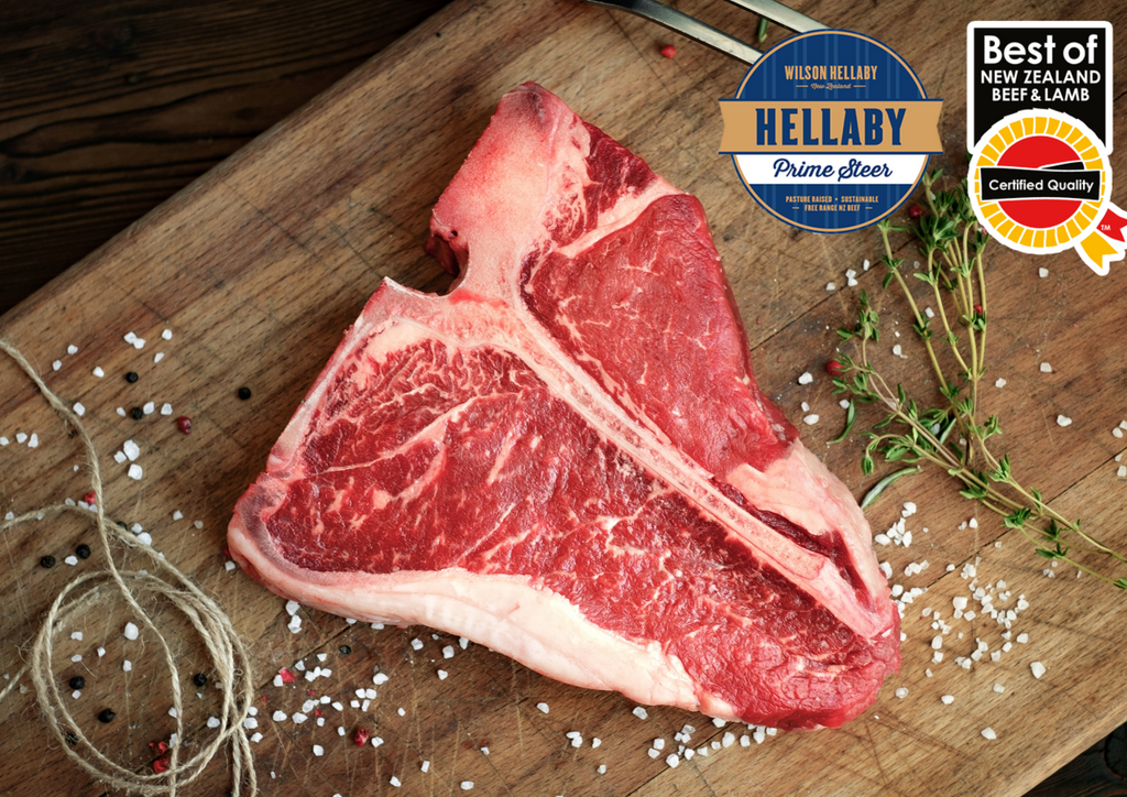 Hellaby NZ Prime Steer Beef Short Loin T Bone, average 6-8kg each, price per kg