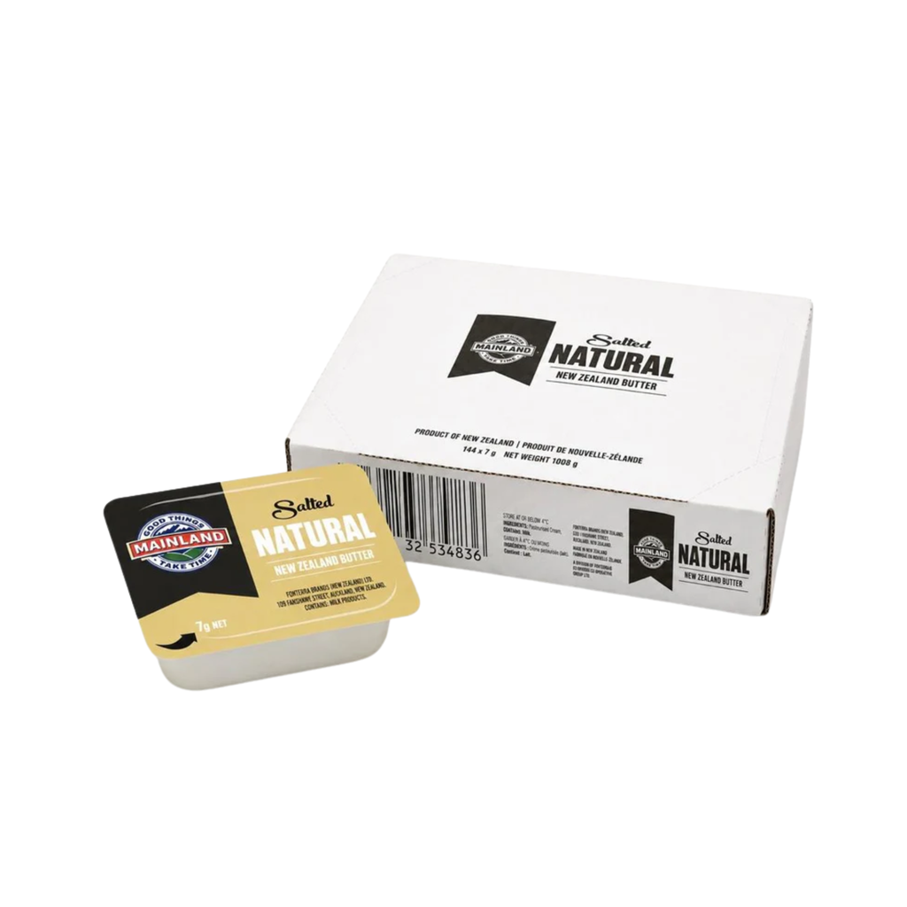 (1) PCU, NZ Mainland Salted Butter 144x7g per tray