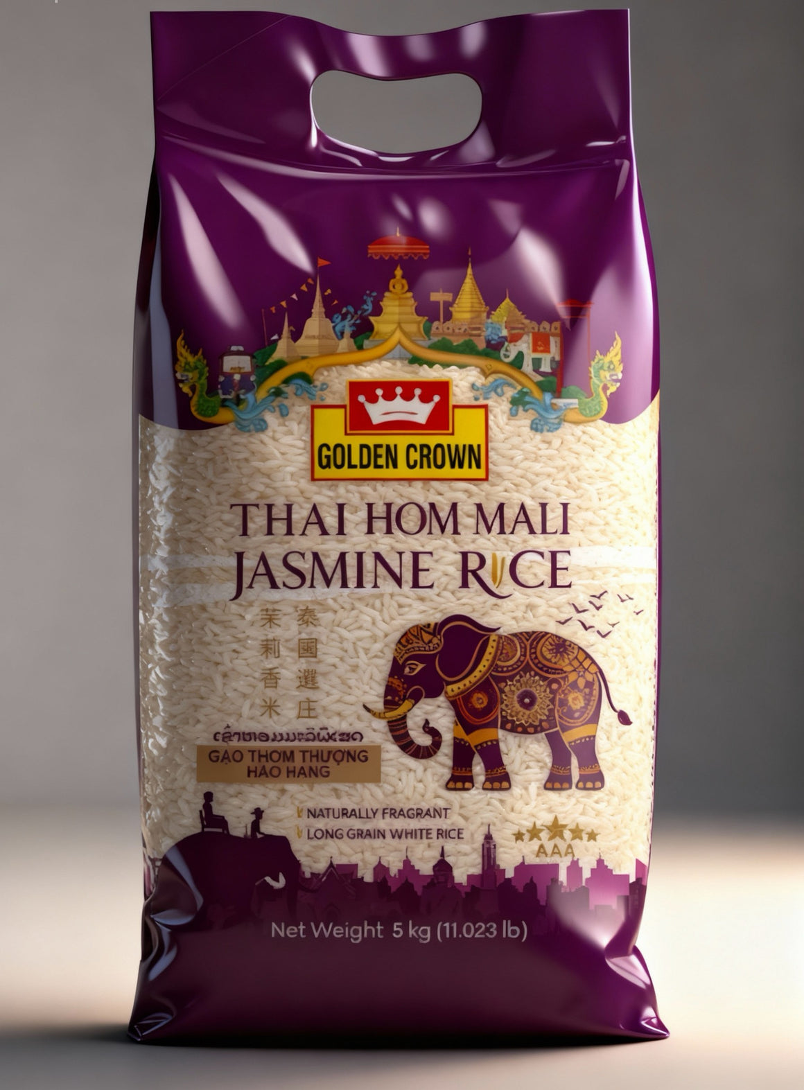 Jasmine Rice 5kg, Thai Hom Mali, Golden Crown