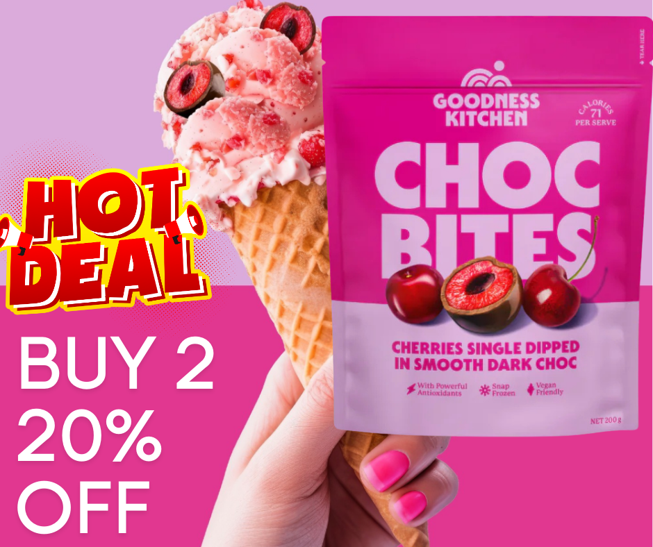 (DIS) Cherry Choc Bites. 200gm, Vegan (buy 2 save 20%)