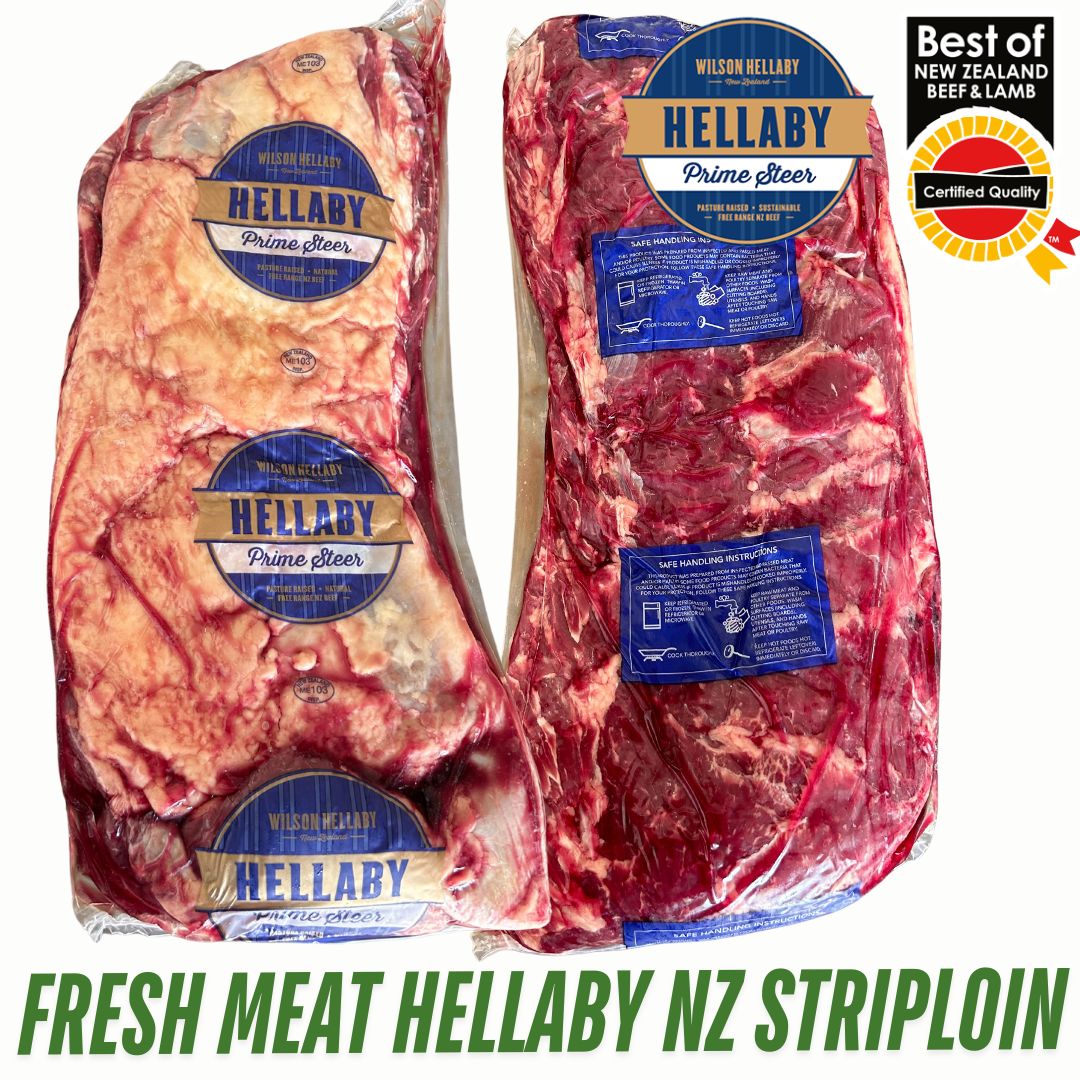 NZ Hellaby FRESH Prime Steer Beef STRIPLOIN Cold Boned 3.7kg  -4.2kg each. Price/ KG.