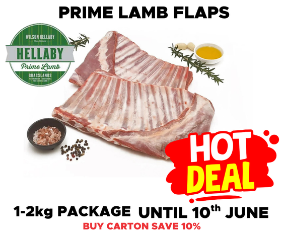 Hellaby NZ Prime Lamb Flaps, 20kg/price per Kg (Carton purchase only)