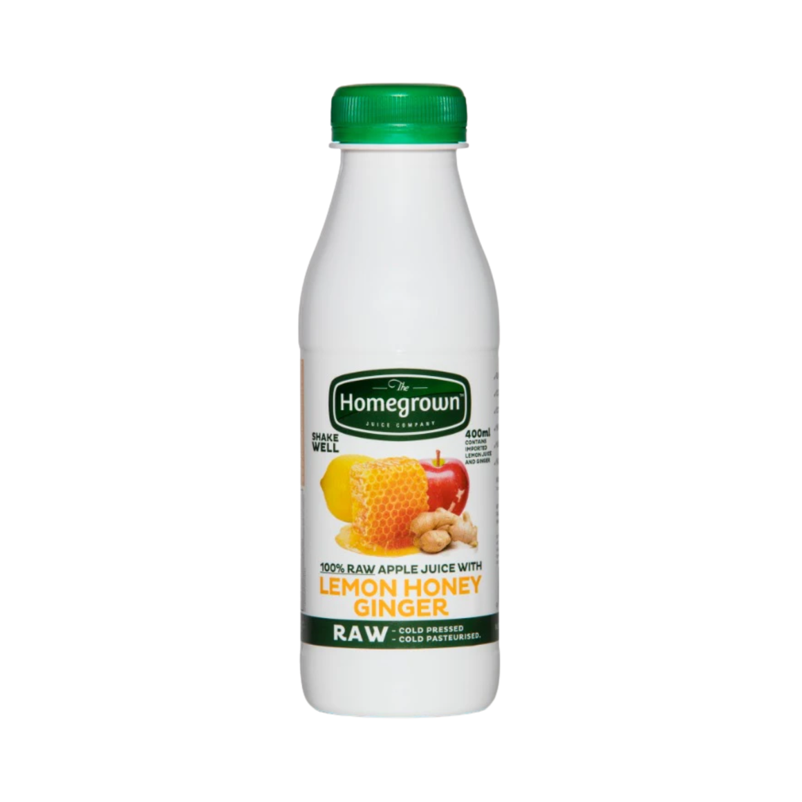 400ML Homegrown Pure NZ LEMON-HONEY & GINGER, raw, cold pressed juice