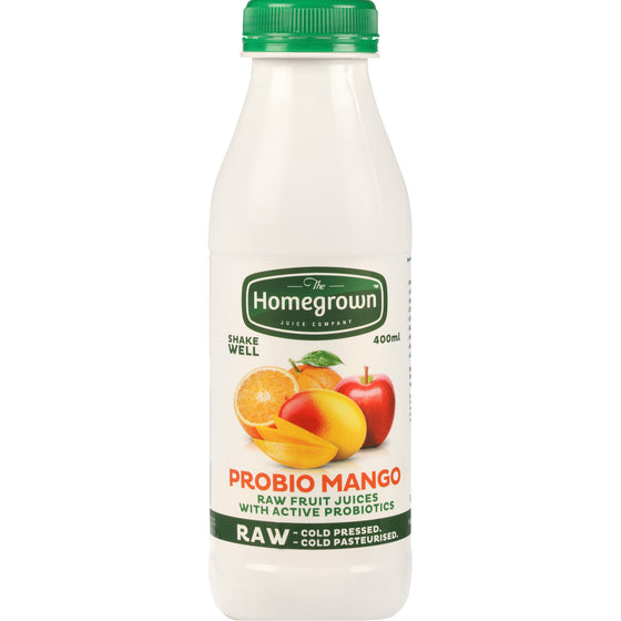 400ML Homegrown RAW cold pressed Probio MANGO, Orange & Apple