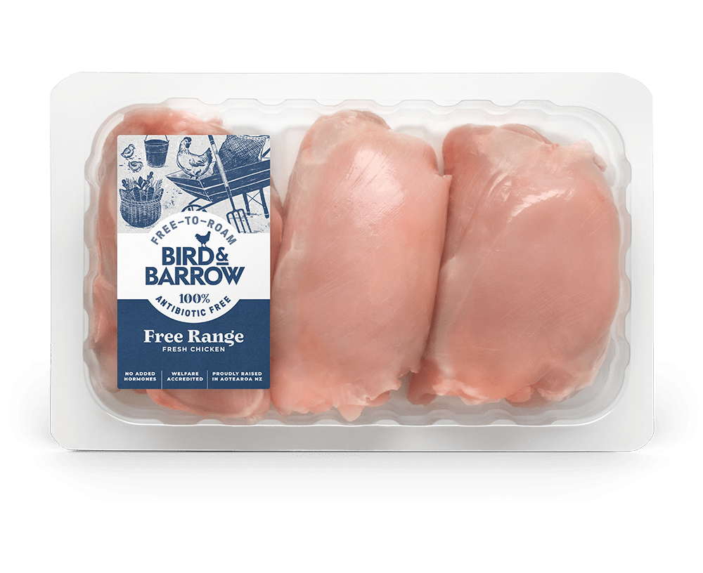 NZ Bird and barrow Free Range  Skinless boneless Thigh Fillet  5 pieces