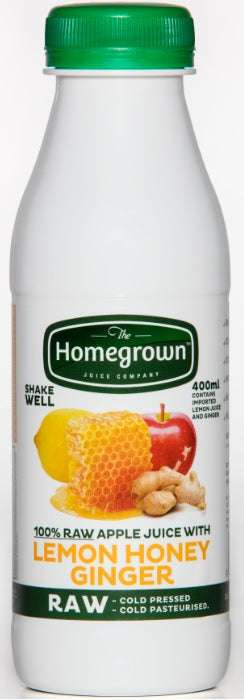 400ML Homegrown RAW cold pressed Pure NZ Lemon, Honey & Ginger Drink