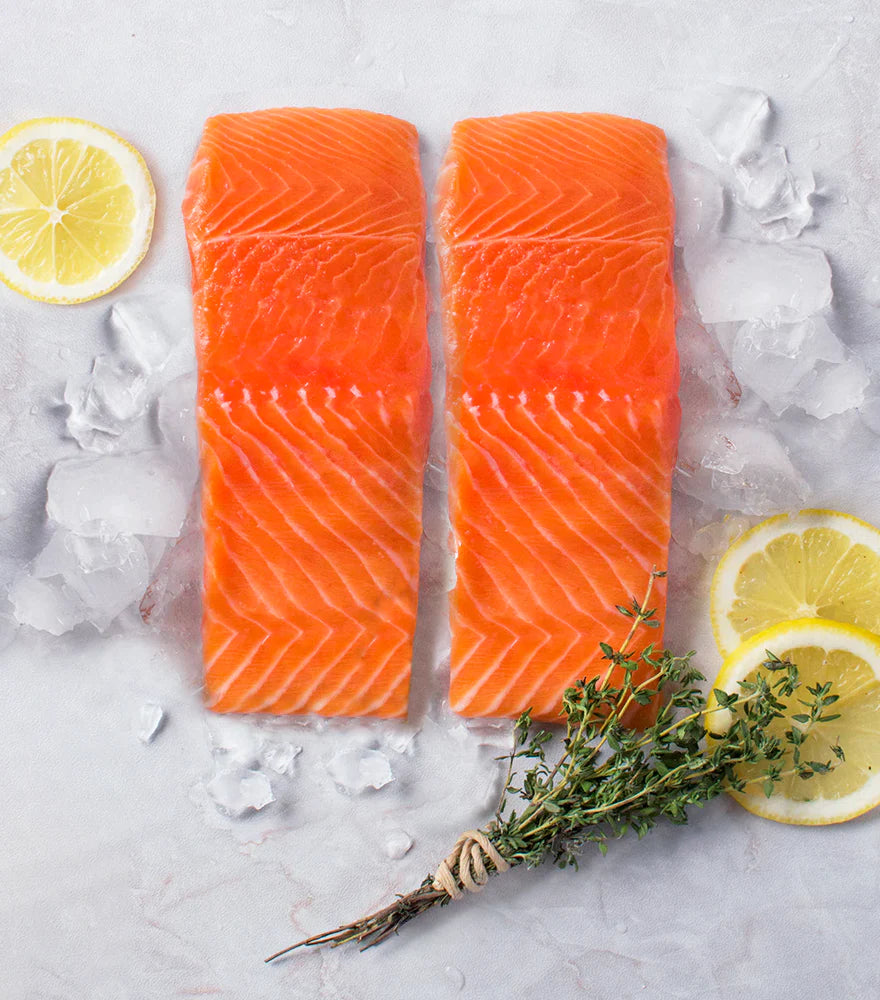 Atlantic Salmon Portions, Skin-On 180g each, 
Price per Kg