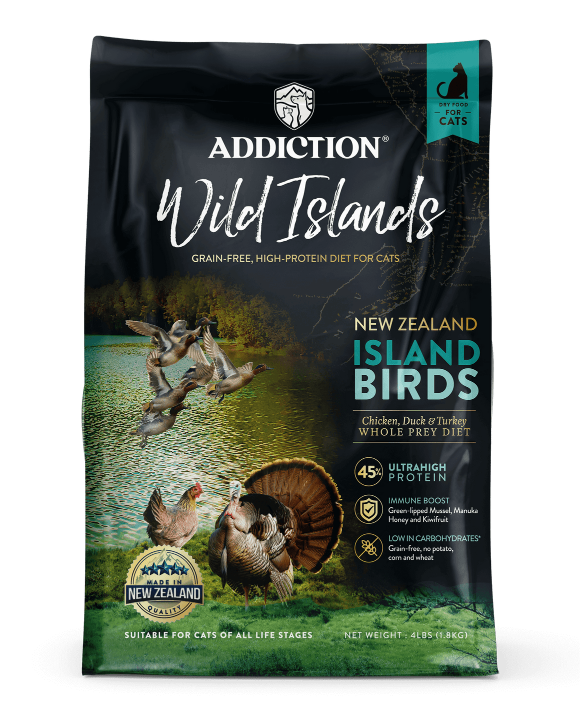 Addiction Wild Islands,  Island Birds Dry Cat Food 4.5kg