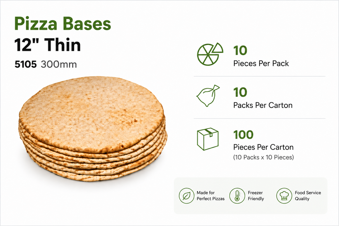 (DIS) Gianni's Pizza base, Thin Crust 12" large size, 10 pieces