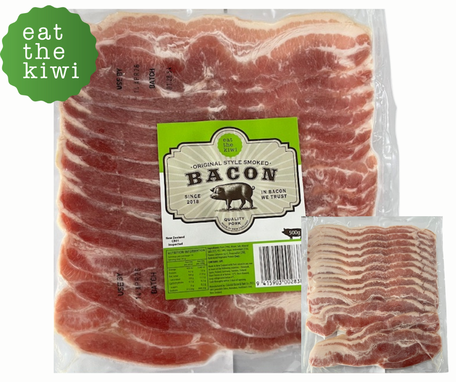 ETK Kiwi Streaky Bacon, middle rasher sliced 500g (25 per carton)