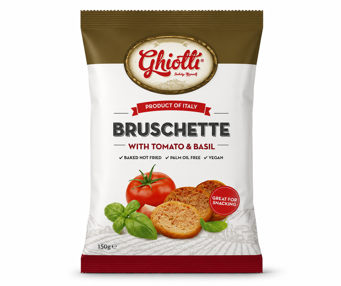 Ghiotti Bruschette With Tomato & Basil 150g