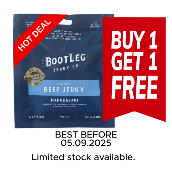 PROMO Bootleg Jerky ManukaYaki - Japanese Teriyaki, MANUKA HONEY and hickory smoke 80g