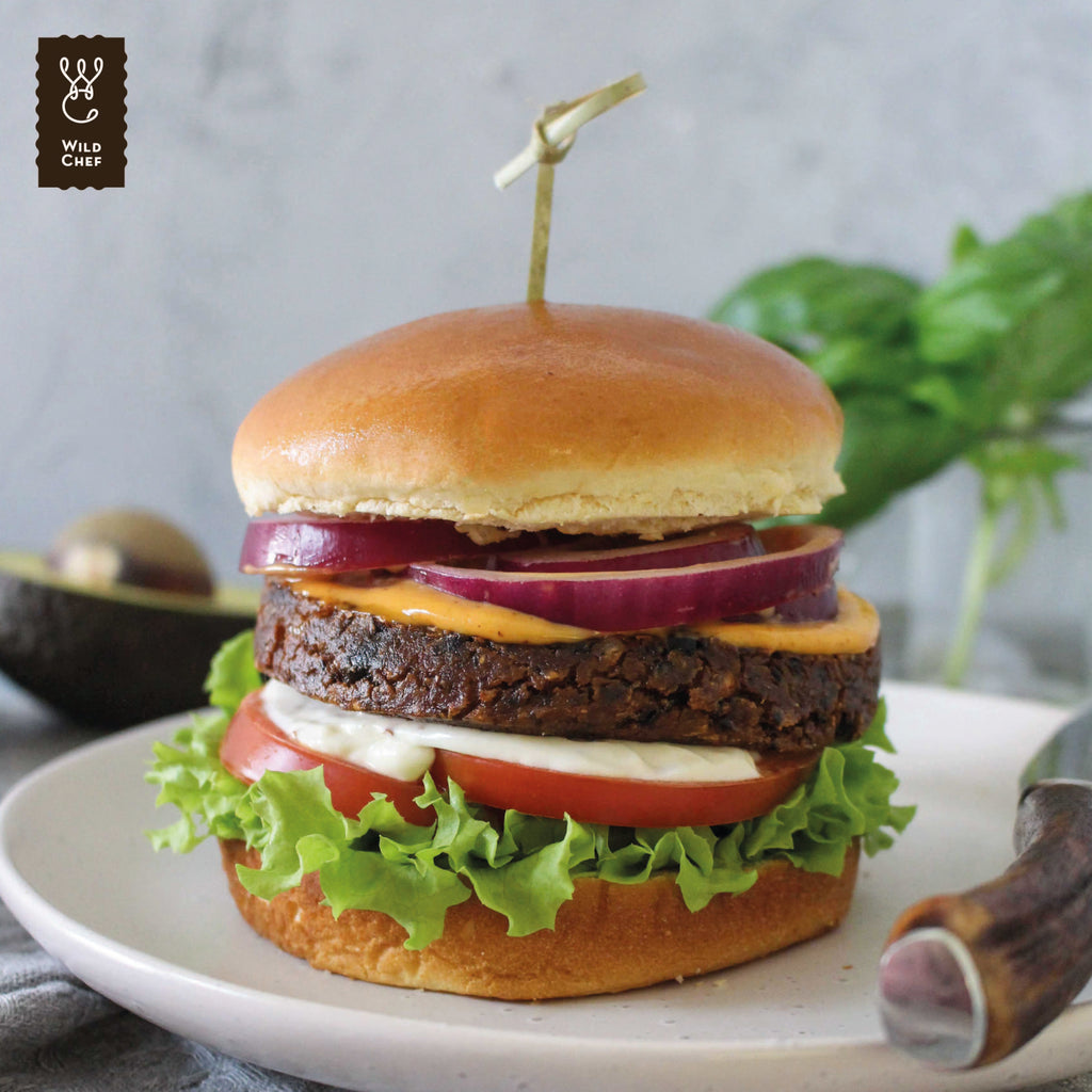Wild Chef BLACK BEAN PATTIES 130g x 20pc 2.6kg, GF/Vegan/Dairy free