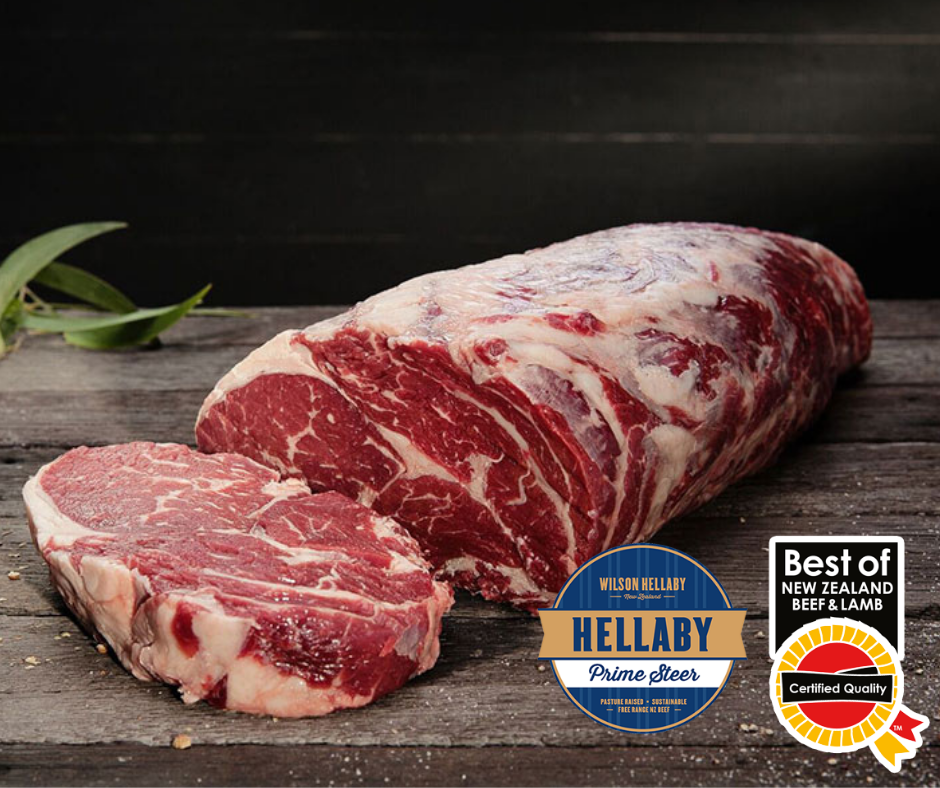 NZ Hellaby Prime Steer Beef Ribeye Roll (avg weight 3.5-5kg) Price/ KG.