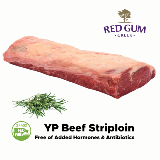 Red Gum, Frozen Boneless YP Beef Striploin 5kg+, price per kg