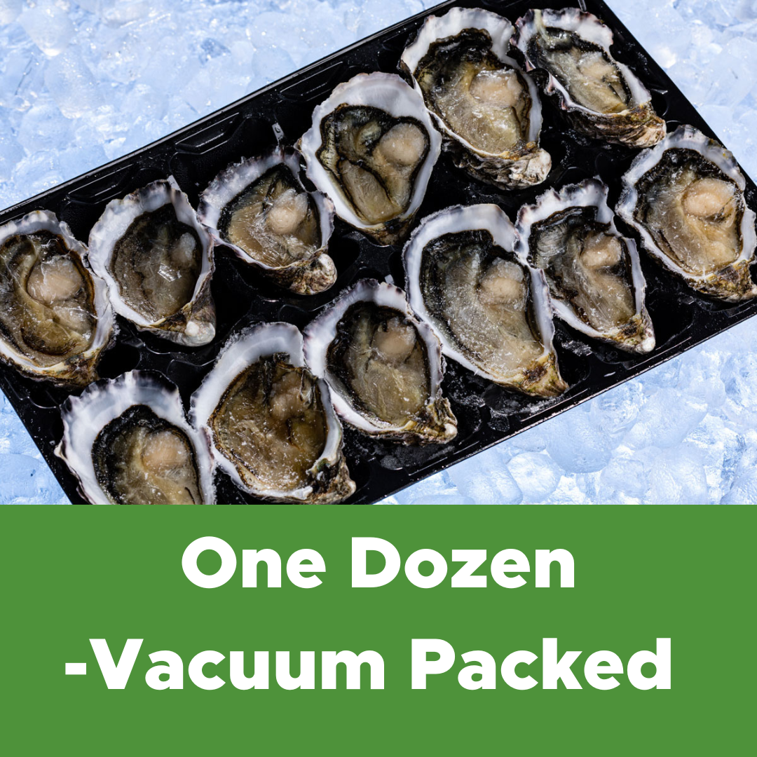 New Zealand Pacific Oysters 60-75mm. One Dozen Vacuum Pack