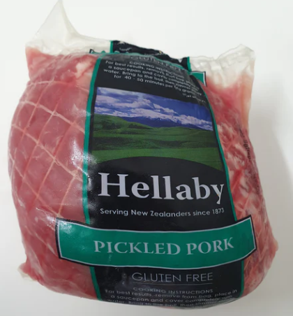 (DIS) HELLABY PICKLED PORK 
700gm-900gm  $23-$34 PER PACK 
 Price below per/KG