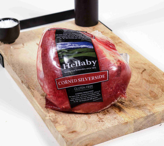 HELLABY  CORNED SILVERSIDE
800gm-990gm  $27-$34 PER PACK 
 Price below per/KG