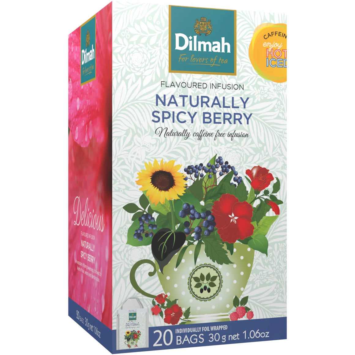 Dilmah Natural Spicy Berry Infusion Tea. 20 Foil Envelope Teabags