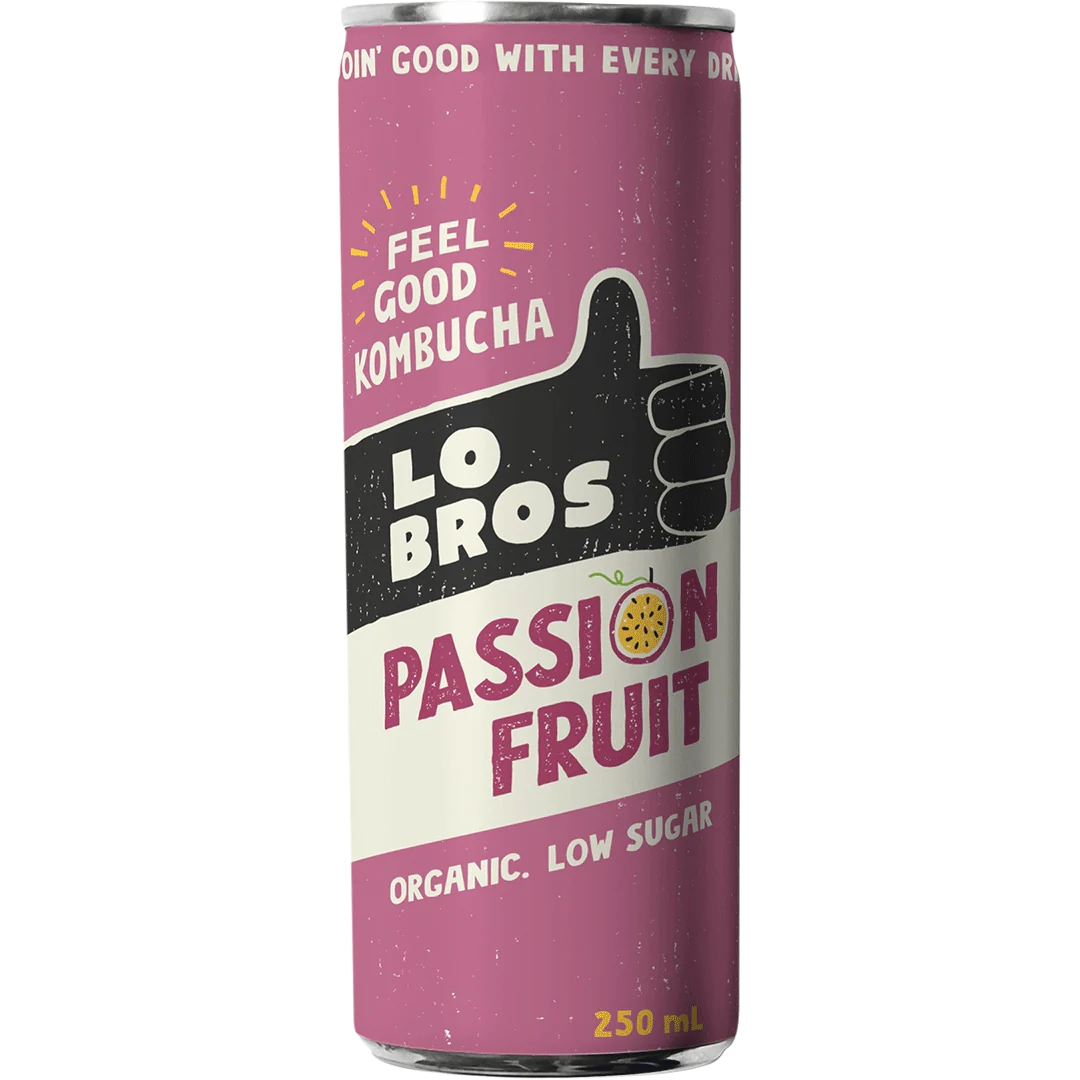 Lo Bros Organic Kombucha Passionfruit Can,250ml