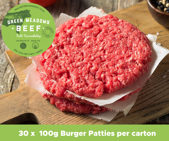 NZ Beef Burger Patties 100g   x 30 per box