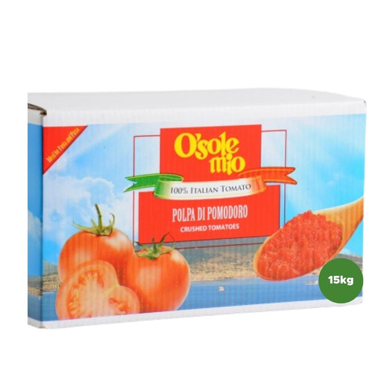 O'Sole Mio Crushed Tomatoes Polpa Di Pomodoro 15kg Bag in box