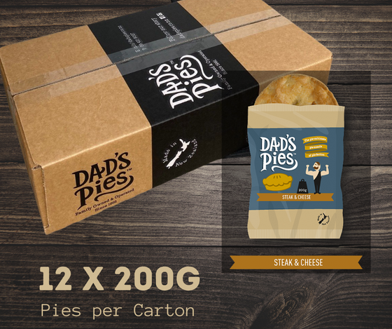 Dad's Pies Classic Range -Steak & Cheese Carton 12 x 200g