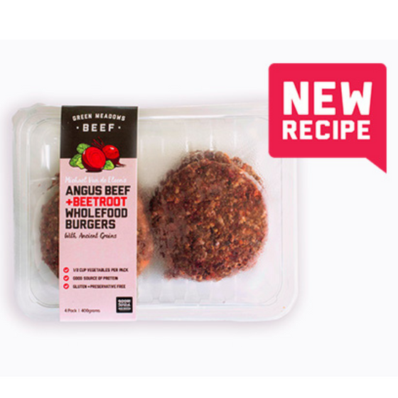 Green Meadows Angus beef and beetroot burger 400gm pack
