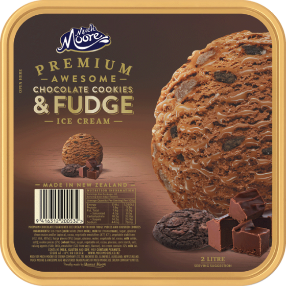 Much Moore Premium Awesome Choc Cookies & Fudge 2L